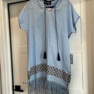Style Mafia Blue Hooded linen Dress size S NWT